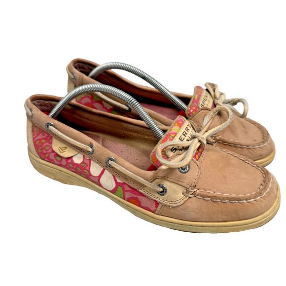 Sperry Top‑Sider Women’s Size 8M Boat Shoe Floral Print Fabric & Tan Leather - Picture 1 of 16